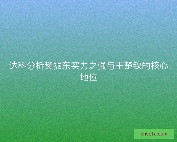 达科分析樊振东实力之强与王楚钦的核心地位